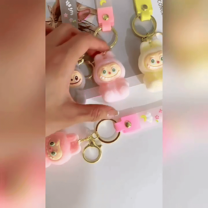 Labubu - Flocked Bunny Wrist‑Strap Keychain