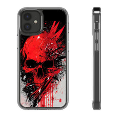 Red Splatter Skull Clear Phone Case