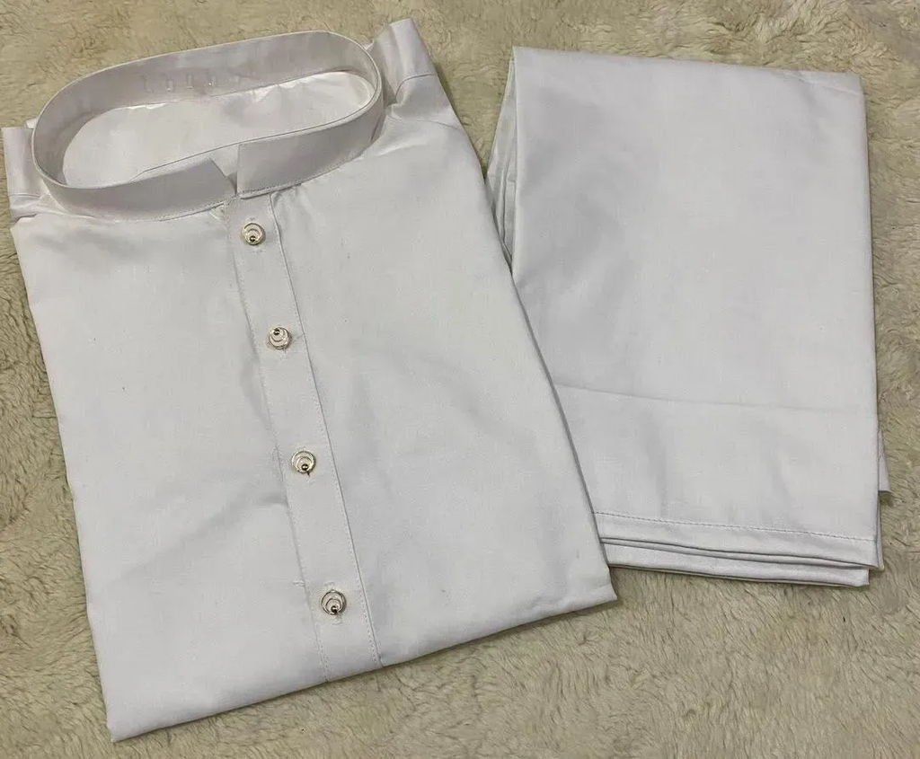 2 Pcs Men's Stitched Wash And Wear Plain Shalwar Kameez