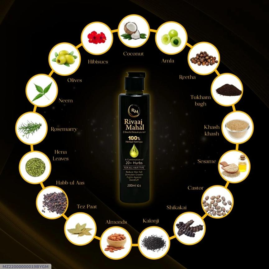 Restore and Nourish Hair Oil - 200ml for Anti-Hair Loss, Anti-Dandruff & Damaged Hair - 1 Pcs