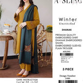 3 Pcs Women's Unstitched Embroidered Suit